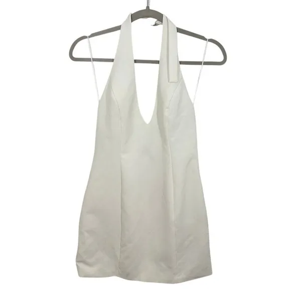 Edikted Claire Backless Halter Mini‎ Dress Cream NWT Bridal Bachelorette Party - Image 4