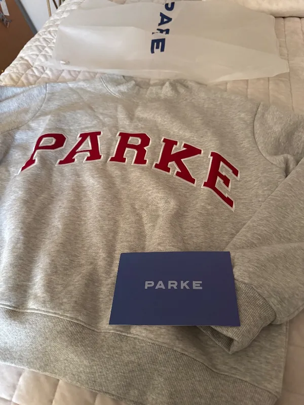NWT Parke Valentine's Varsity Mockneck - Classic Grey + Crimson - Image 3