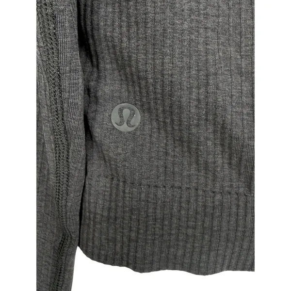 Lululemon Womens Ebb to Street Long Sleeve Shirt Ribbed Cropped Top‎ Black Sz 12 - Image 4