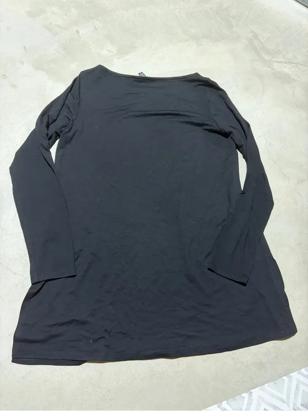 EILEEN FISHER Black Long-Sleeve Crewneck Top small - Image 6