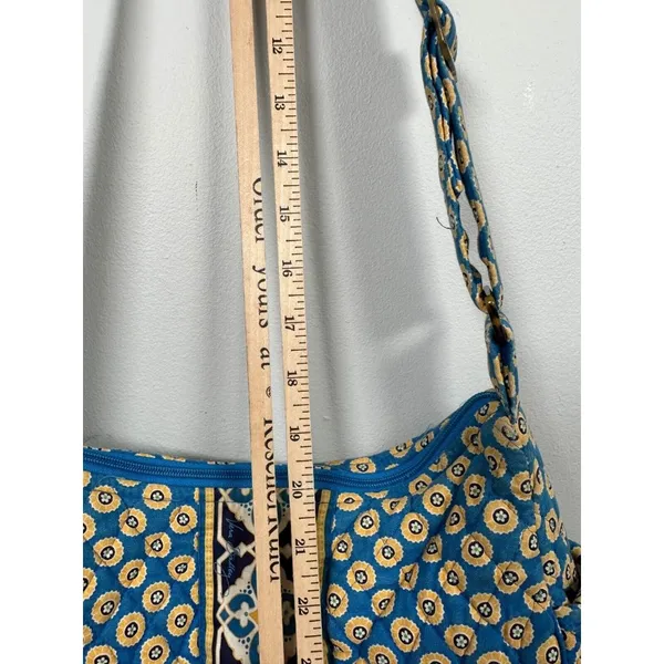 Vera Bradley Floral Shoulder‎ Bag Yellow Blue Zip Pockets Adjustable - Image 12
