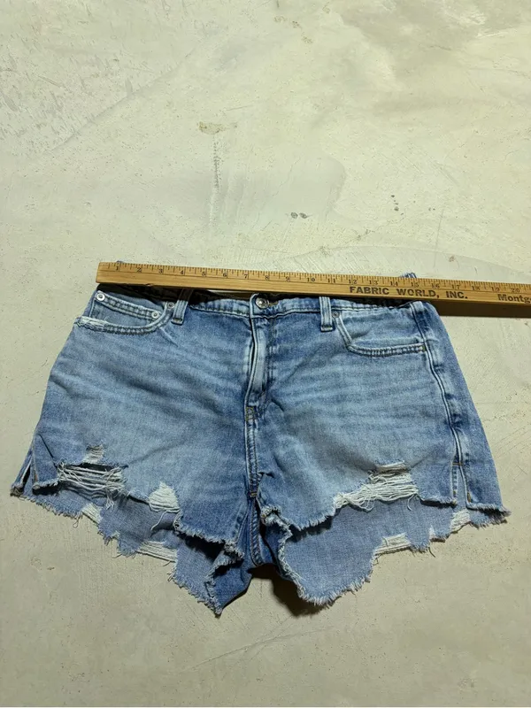 Aerie Distressed Light Blue Denim Women’s Shorts medium - Image 3