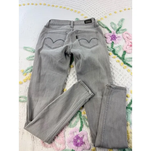 Levis Super Skinny Grey Denim‎ Jeans W24 L30 Mid Rise 11997-0214 - Image 2