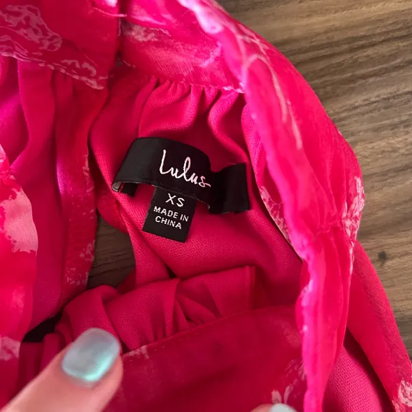 Lulu's Hot Pink Floral Tiered Halter Dress - Image 5