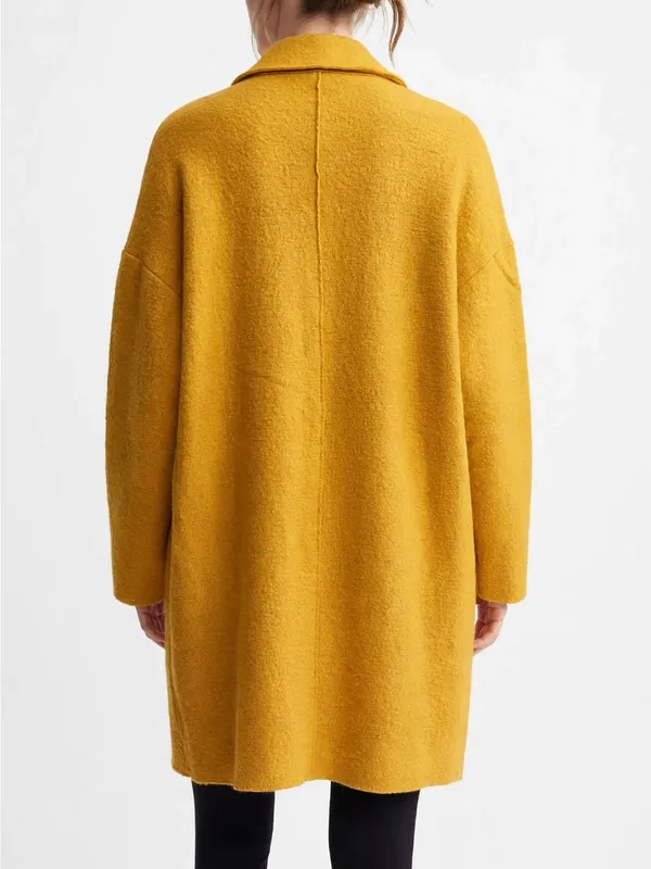 Forever 21 Contemporary Mustard Yellow Wool-Blend Double-Breasted Coat - Image 5