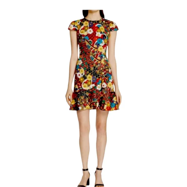 Alice + Olivia Kirby Ruffle Floral Mini Dress Size 2 - Image 8