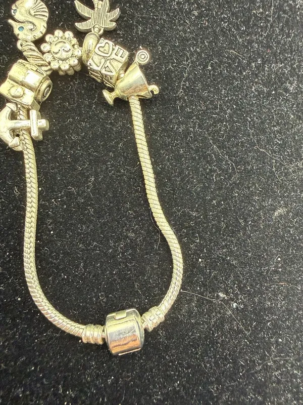Silver-Tone Charm Bracelet with Beach and Travel Themed Charms - Image 6