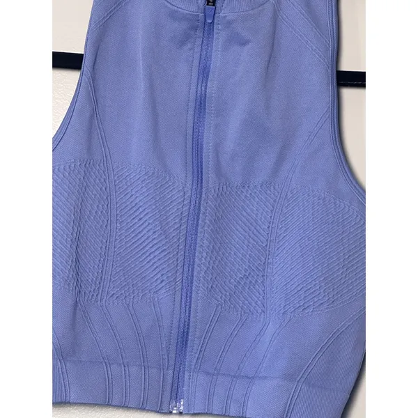 Gymshark Womens Corset Seamless‎ Full Zip Crop Tank Top Blue Mock Neck Size M - Image 2