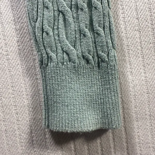 Abercrombie & Fitch Women’s M Green Cable Knit Crewneck Sweater Long Sleeve - Image 4