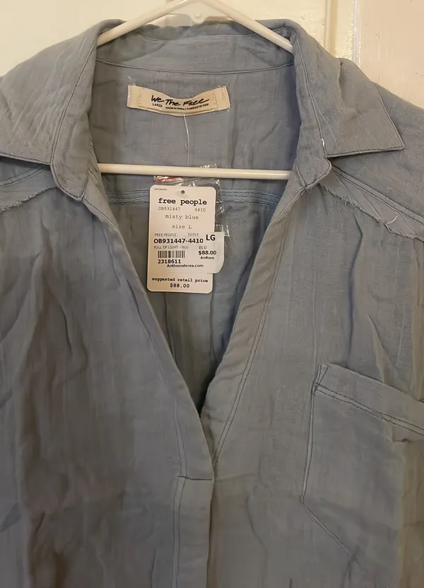 We The Free FREE PEOPLE Full of Light Blue Short Sleeve Crop Top $88 NWT L M S XS - Image 5