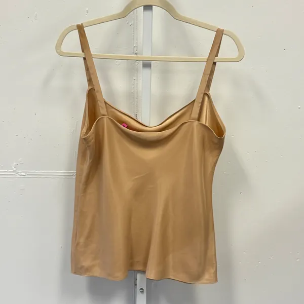 Diva by Dana Buchman Tan Satin Camisole Top Size M V-Neck Sleeveless Tank - Image 2