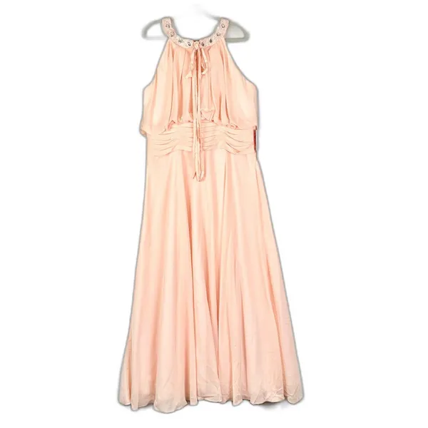 JJ's House Halter Neck Chiffon Bridesmaid Dress Size 18W Pearl Pink NWT - Image 4