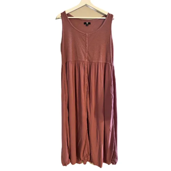 FRYE Women’s Maxi Dress Dusty Rose‎ Pink Mauve Size XL Sleeveless Button Front - Image 8