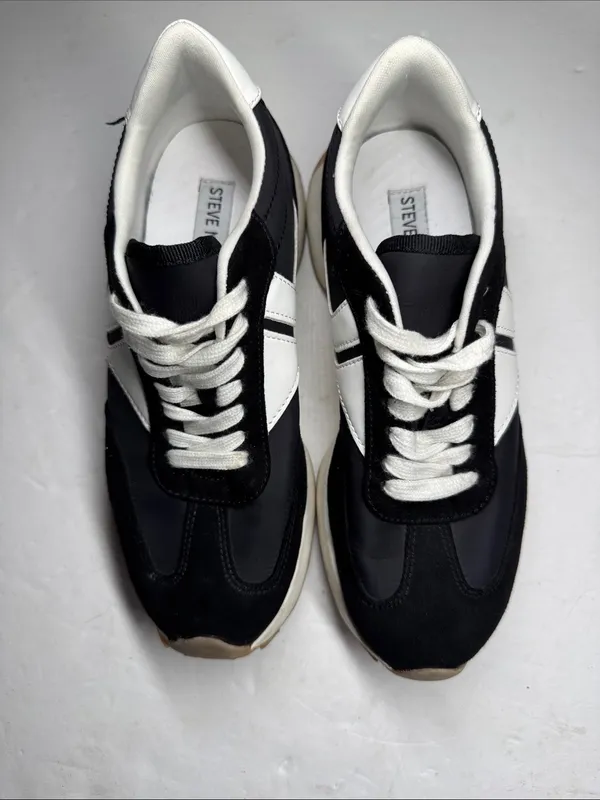 Steve Madden Womens 7 Kendrix Athletic Jogger Casual Sneakers Shoes black white - Image 3