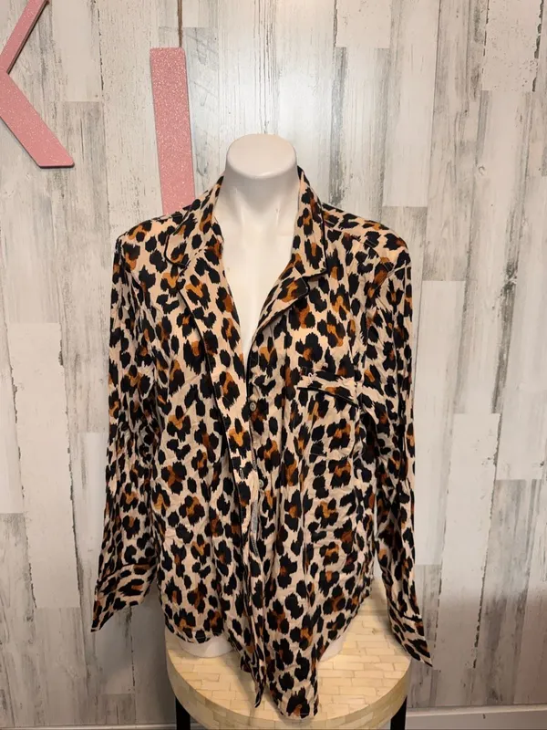 Victoria's Secret Leopard Print Button Up Pyjama Top Womens Size XL Sleepwear - Image 6