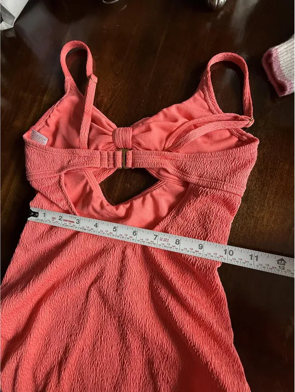 Shade & Shore Coral Cutout Tie-Front One-Piece Swimsuit XS - Image 7