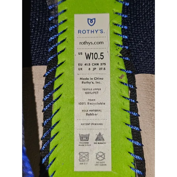 Rothy's Womens Navy The Point‎ Mary Jane Flats Shoes With Tan Bow Strap 10.5 - Image 6