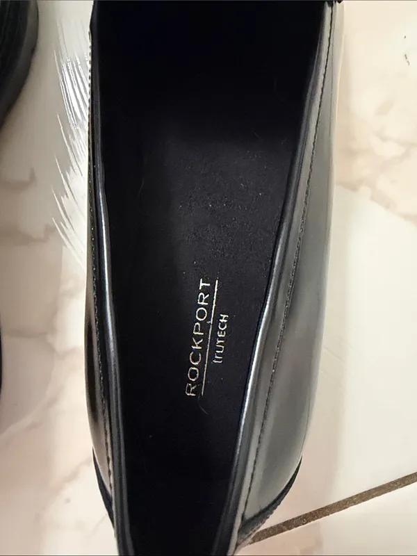 Rockport Black and White Patent Penny Loafers - Image 2