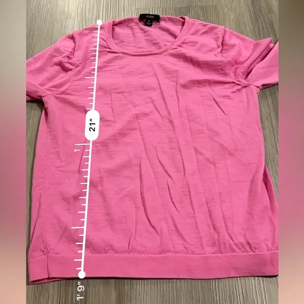 J. Crew Pink 100% Merino Wool Long Sleeve Pullover‎ Sweater Size M - Image 9