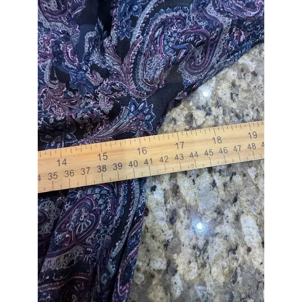 FRYE & Co. Women's Boho Paisley Tassel Tie Maxi Dress Long Sleeve Size XS - Image 9