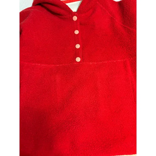 Outdoor Voices MegaFleece Snap Up Hoodie XL Red Wool Blend Fleece Pullover - Image 6