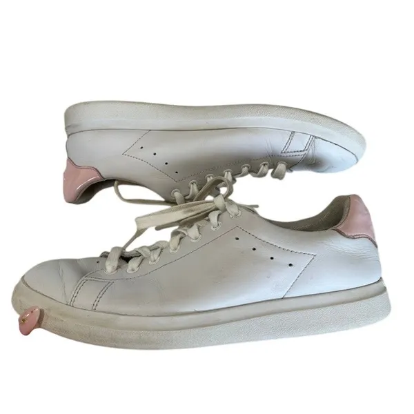 Tory Burch Howell Court White Pink Leather Lace Up Sneakers Women's Size 8 - Image 3