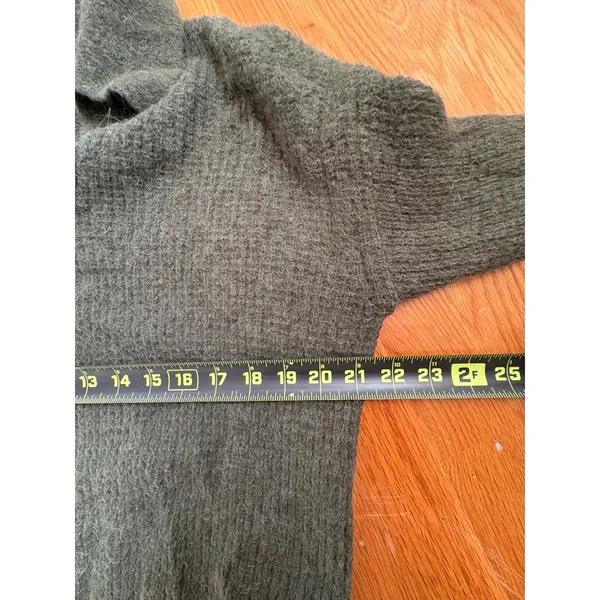 Everlane Alpaca Waffle-Stitch Polo Sweater Olive Green XS Relaxed V-Neck Knit - Image 7