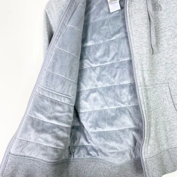 The North Face Timberwood Grey Plush Faux Fur Lined Zip Up Hooded Jacket Size M - Image 3