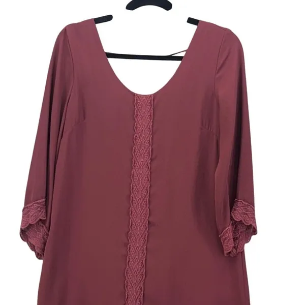 ASTR the Label Womens Tunic Top XS Wine Falll Relaxed Chifon Crepe Flowy - Image 4