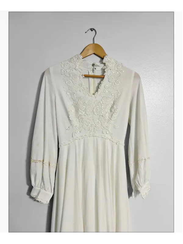 Vintage Edwardian Style Cottagecore Wedding Dress - Image 2