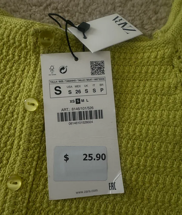 ZARA green knit cropped short sleeve sweater - Image 2