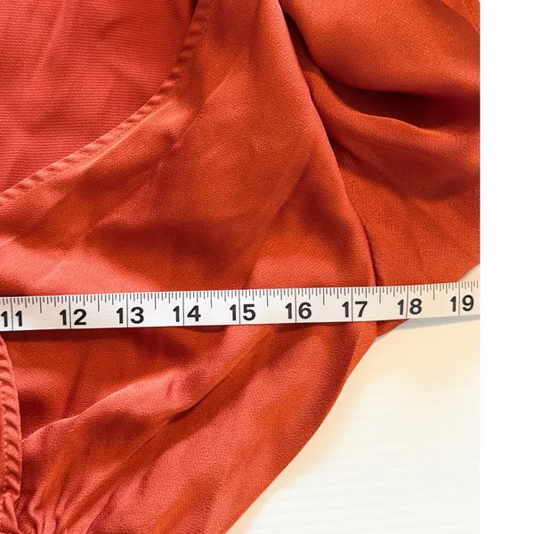 Baltic‎ Born Rust Orange Satin Maxi Wrap Dress Flutter Sleeve Tie Waist wedding - Image 8