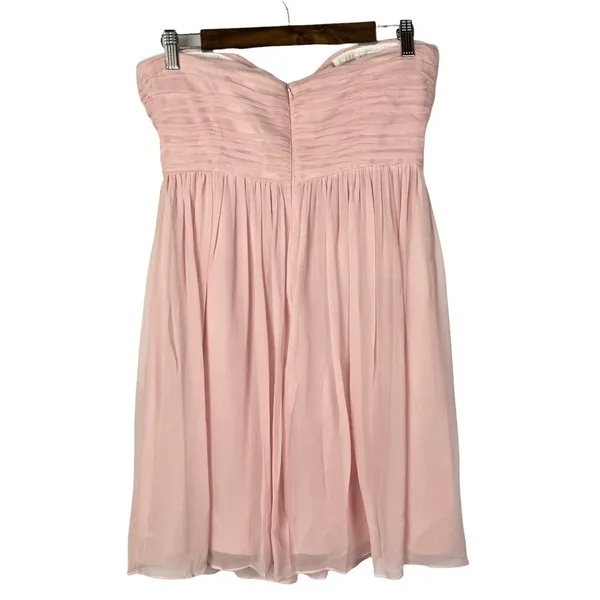 Donna Morgan Blush Pink‎ Chiffon Strapless Formal Dress 8 - Image 5