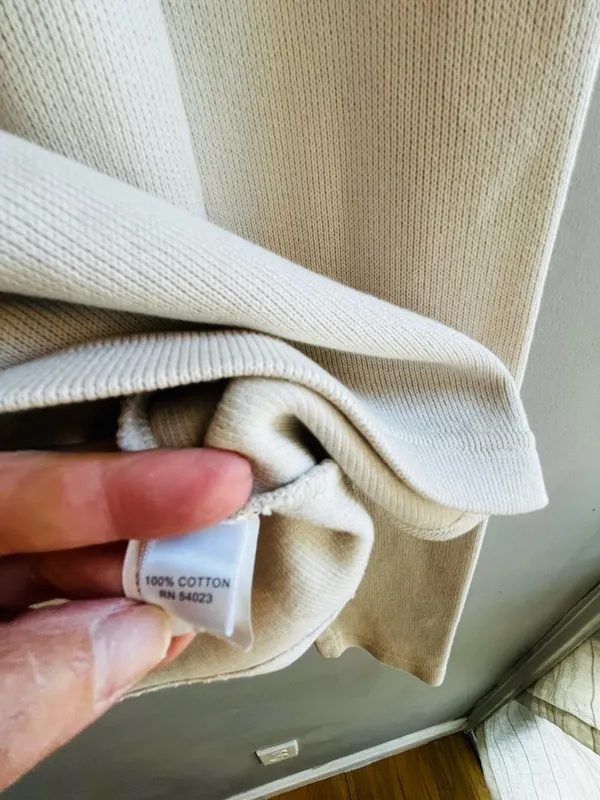 Banana Republic Women’s Cream Quarter-Zip Pullover Sweater Elbow Patches Small - Image 8