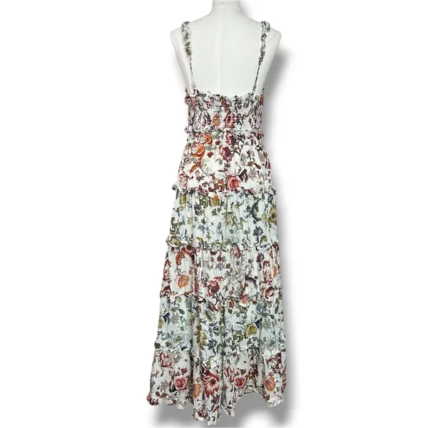Anthropologie Sleeveless Square-Neck Ruffle Tiered Midi Dress Floral Medium - Image 10