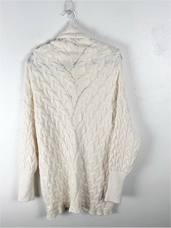 FREE PEOPLE For The Love Of Cables Knit Sweater Cream Turtleneck Sweater Dress - Image 2