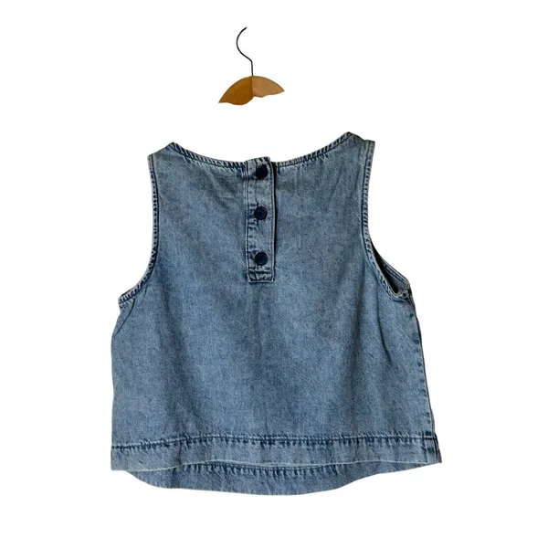 Gap Denim Tank Top Women XS Blue Light Wash NWT Chambray Button Back Top Preppy - Image 4