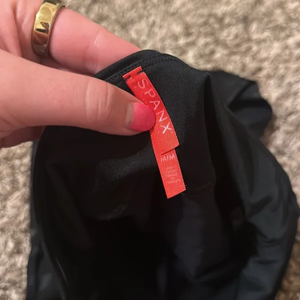 SPANX Faux Leather Leggings Matte Black Camo Medium - Image 3