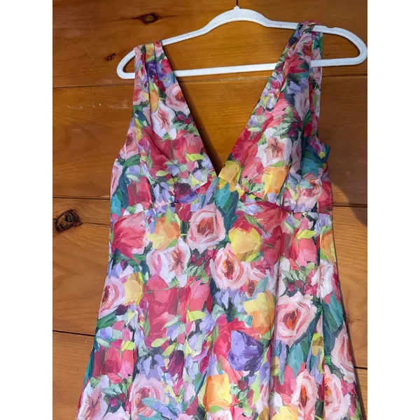 NWT Lulus Laraline Red Multi Floral Ruffled Cowl Back Maxi Dress Cruise Resort L - Image 6