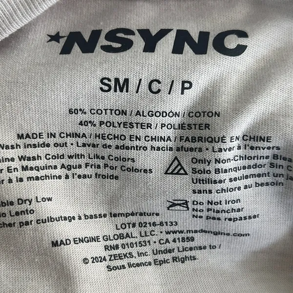 NSYNC 2000s Boy Band Oversized Graphic Tee‎ Cream Mineral Wash Women Small NWOT - Image 7