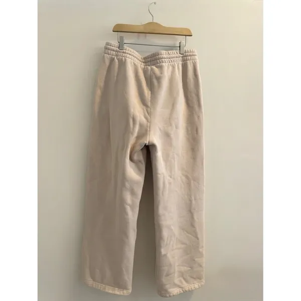 Aritzia Sweatfleece Cozy Fleece Boyfriend Wide Leg Sweatpants Beige L - Image 3