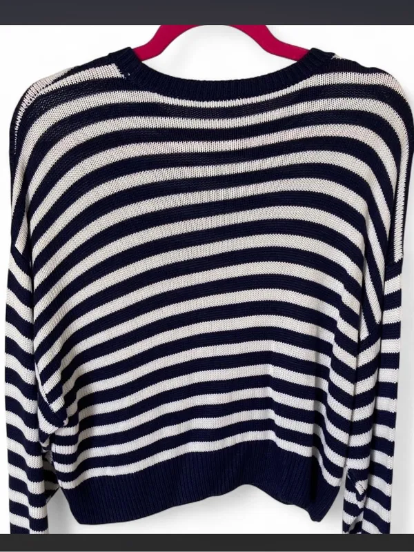 PINK Victoria's Secret Navy and White Striped Crewneck Sweater - Image 6