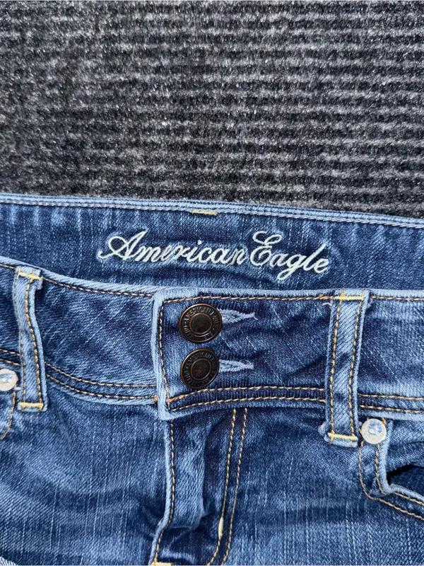 American Eagle Low Rise Micro Mini Denim Shorts Sz 0 Y2K Grunge 2000s - Image 3