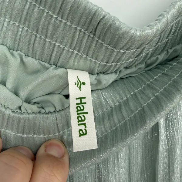 Halara Metallic Sage Green Pleated Wide Leg Palazzo Pants High‎ Waisted L - Image 3
