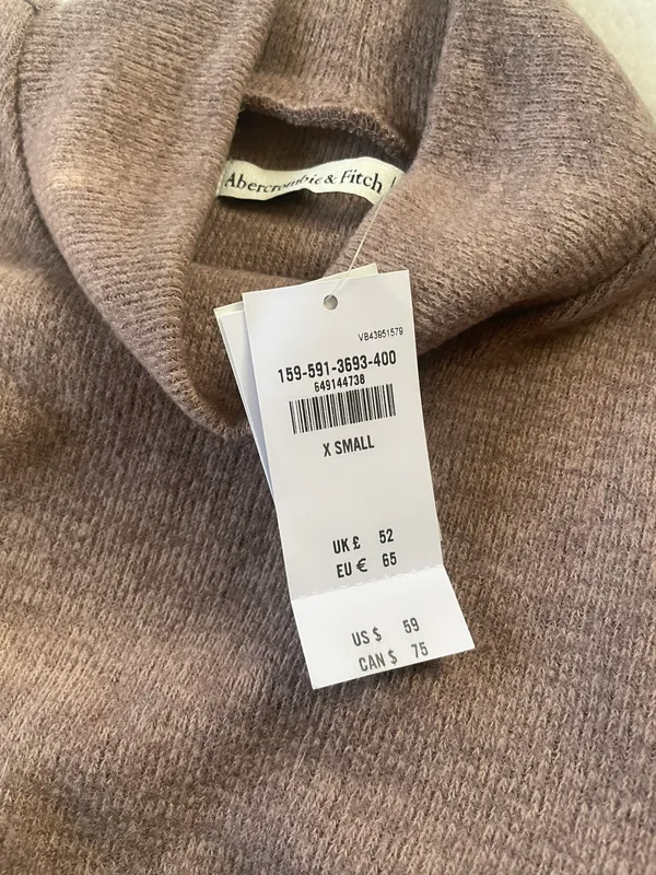 Abercrombie Exclusive Online Taupe Cozy Knit. Dress Mock Neck NWT XS - Image 6