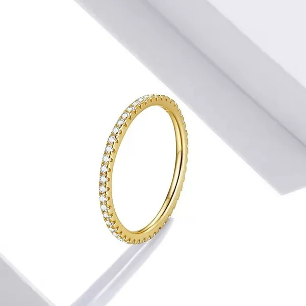 Sterling Silver SIZE 7 Gold 925  Simulated Diamond Stackable Ring Eternity Band - Image 7