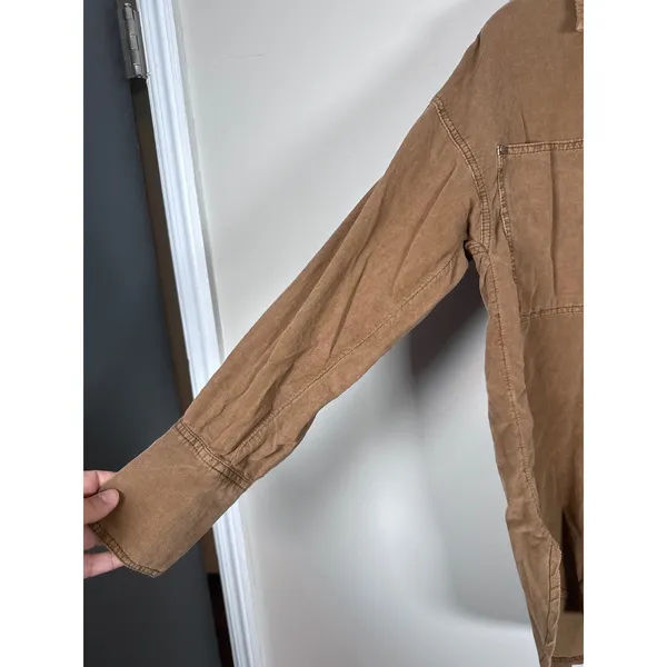 Free People We The Free Baby Corduroy Shirt Womens XS Brown Boho Oversized NEW - Image 3