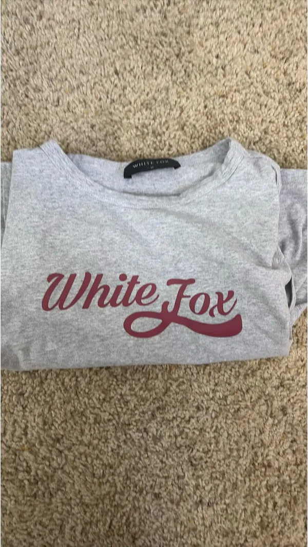 Grey Crop White Fox Boutique Top - Image 4