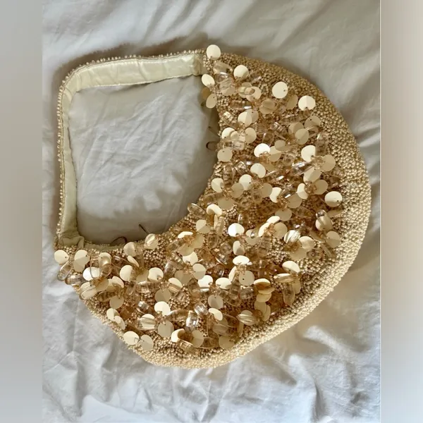 NWT viral bag — Cream beaded embellished bead & sequin purse handbag - Image 3