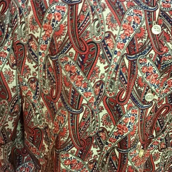 Vintage Paisley Button Up Blouse Boho Retro Long Sleeve Top Size L Relaxed Fit - Image 3